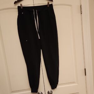 Figs Women's Black Joggers with Gray Drawstring